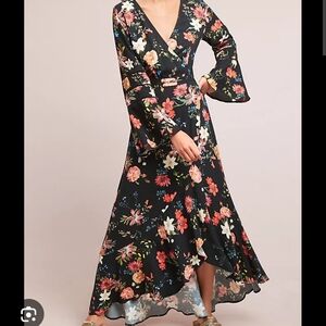 FARM Rio Black Floral Long Sleeve Dress